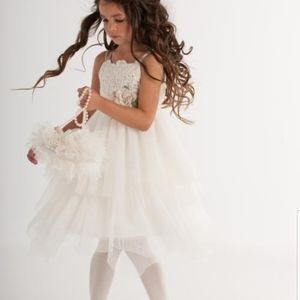 Biscotti girls fancy ivory dress
